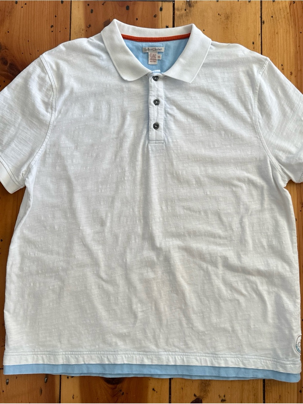 Carbon2Cobalt Men's Size XL Solid White Cotton Stretch Embroidered Polo Shirt